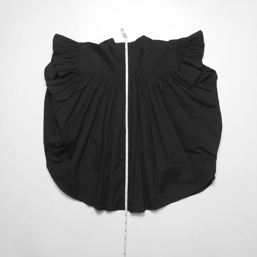 Madewell Poplin Shirred Button Up Shirt Womens XS Jet Black Blouse - Picture 9 of 16